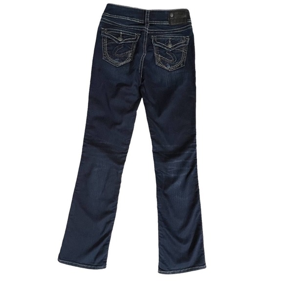 WOMENS SILVER SUKI 26X31 JEANS MID SLIM BOOT FLUID DENIM FLAP POCKET DARK - Picture 6 of 11